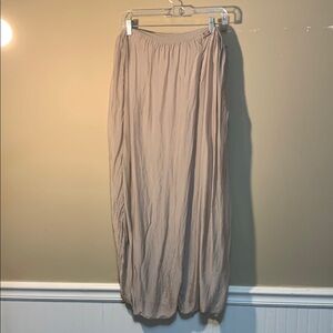 GIUSY Women Palazzo Gauzy Lined Italy Silk Blend Pants Beige Large Coquette